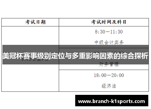 美冠杯赛事级别定位与多重影响因素的综合探析